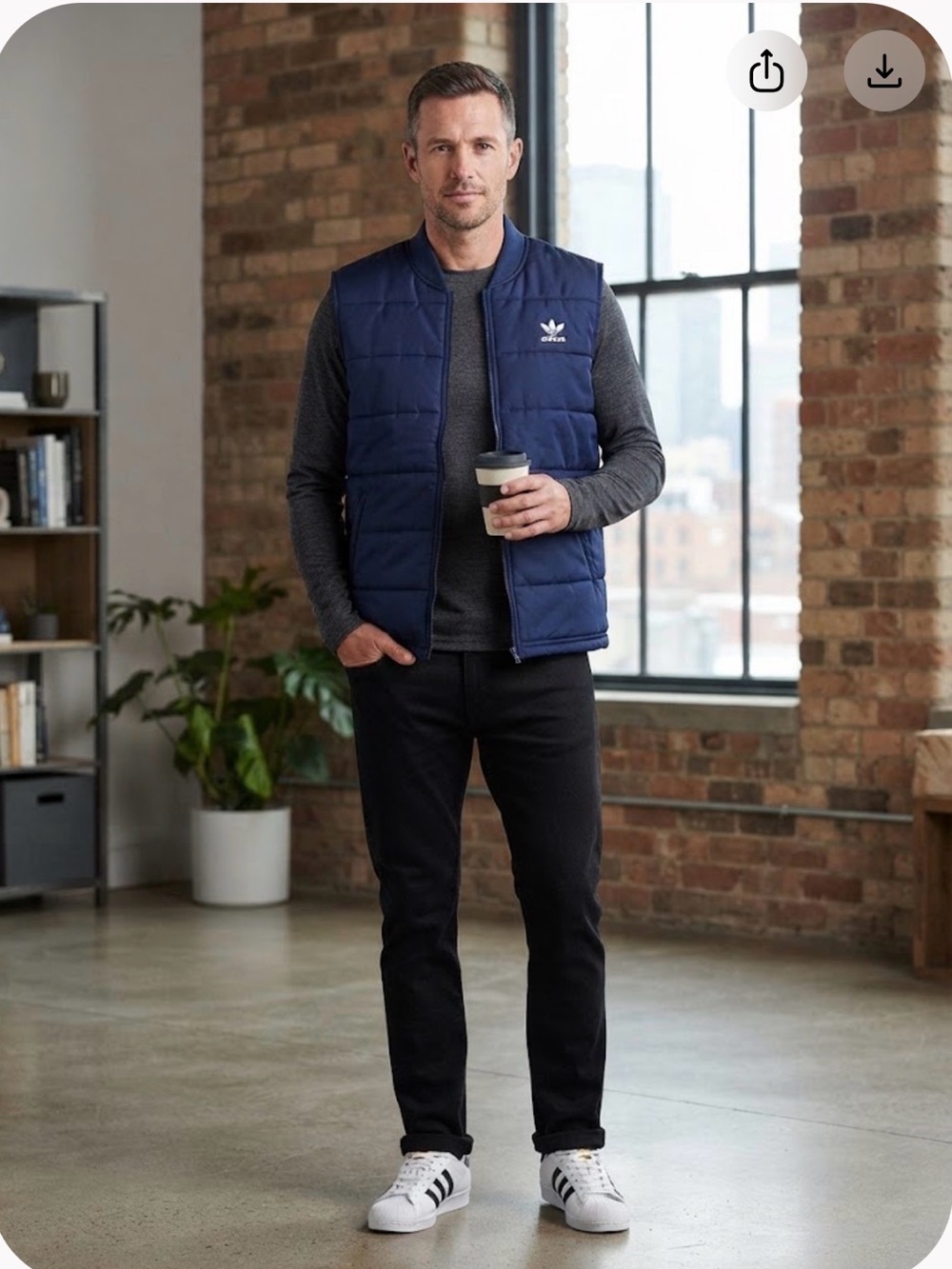 adidas Men's Navy Quilted Puffer Vest